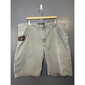 Wrangler Riggs Workwear Shorts Mens 44 Beige Ripstop Canvas Relaxed Fit Work